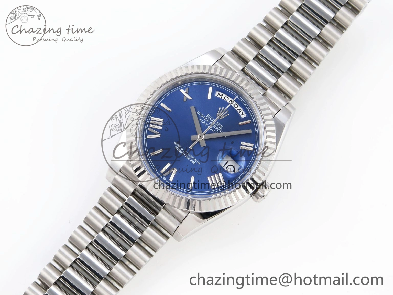 DayDate 40 SS GSF Gain Weight Blue Roman Dial on President Bracelet A2836