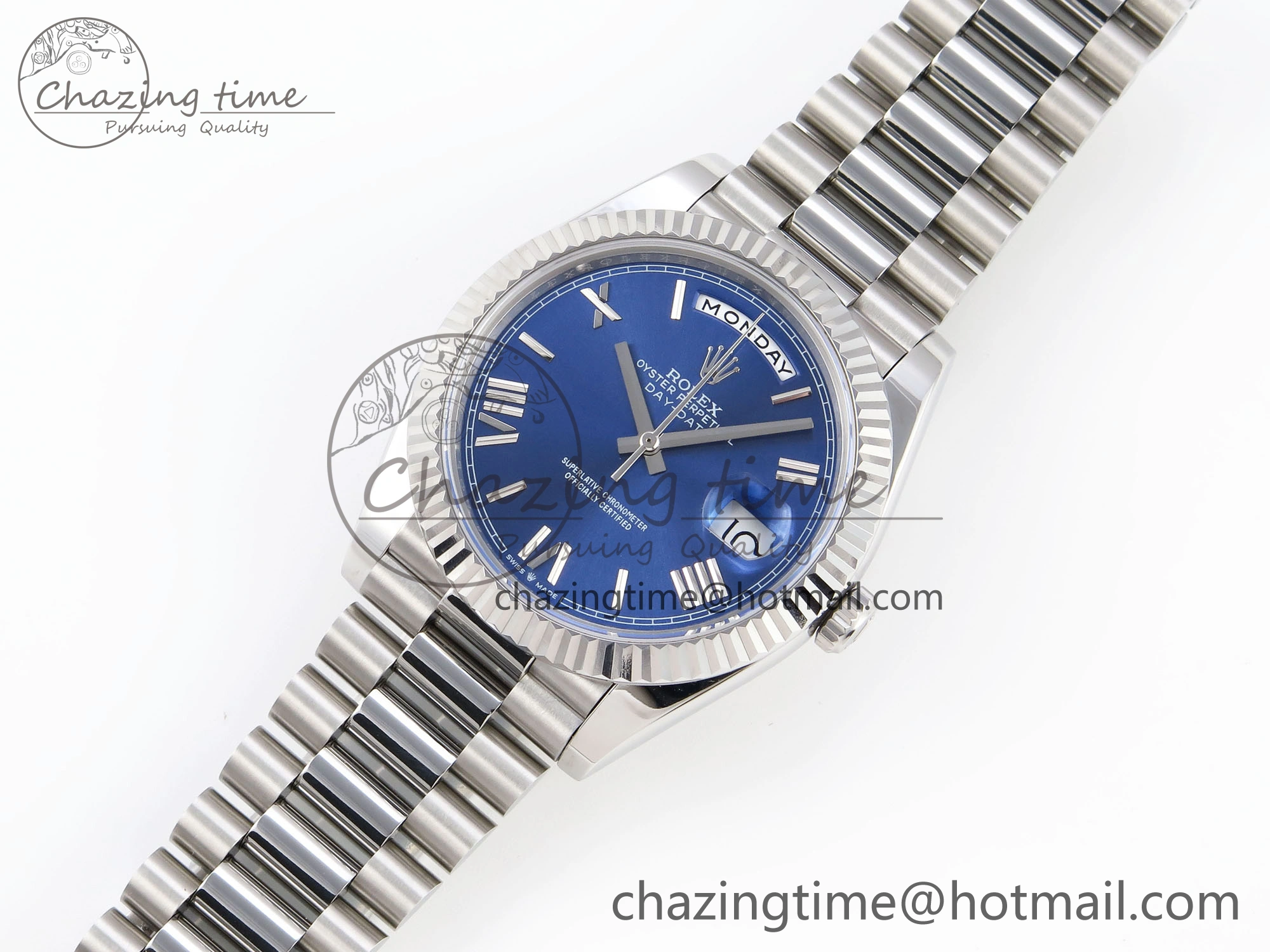 DayDate 40 SS GSF Gain Weight Blue Roman Dial on President Bracelet A2836