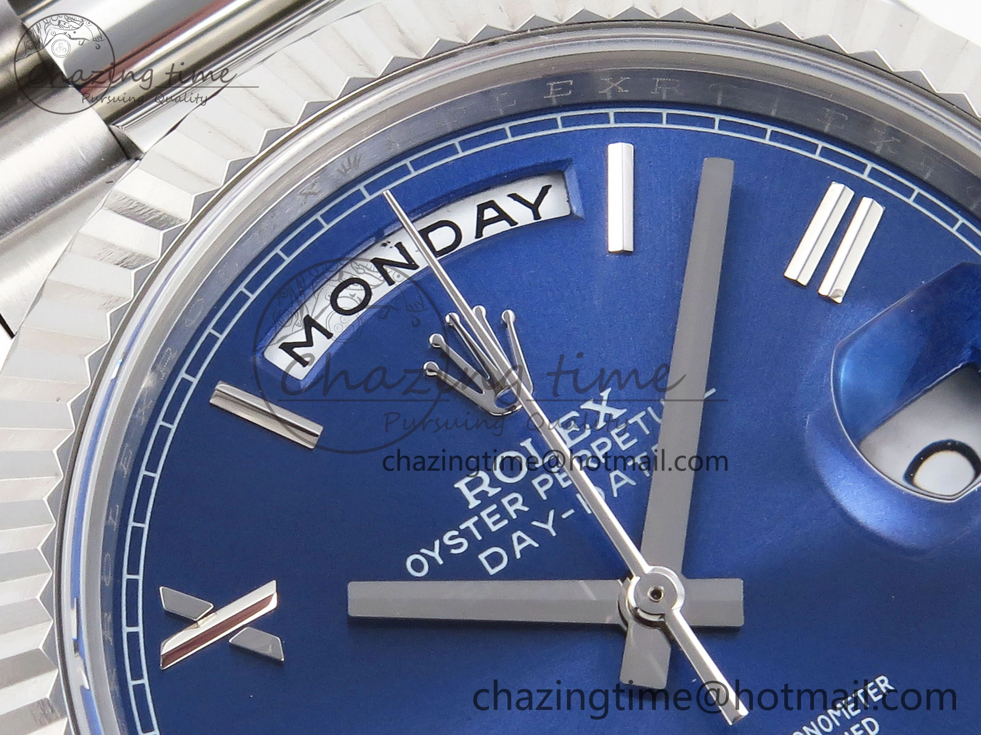 DayDate 40 SS GSF Gain Weight Blue Roman Dial on President Bracelet A2836