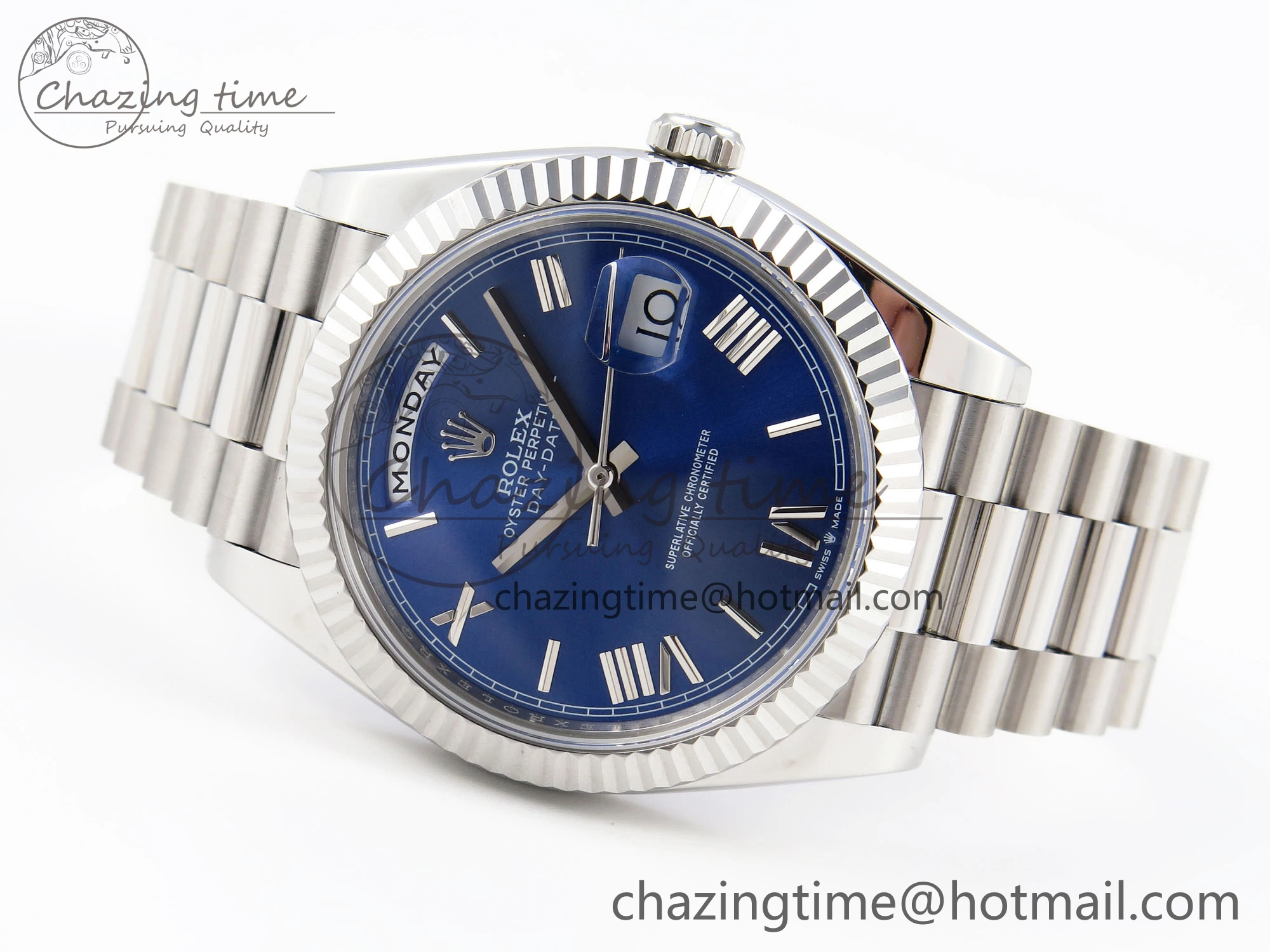 DayDate 40 SS GSF Gain Weight Blue Roman Dial on President Bracelet A2836