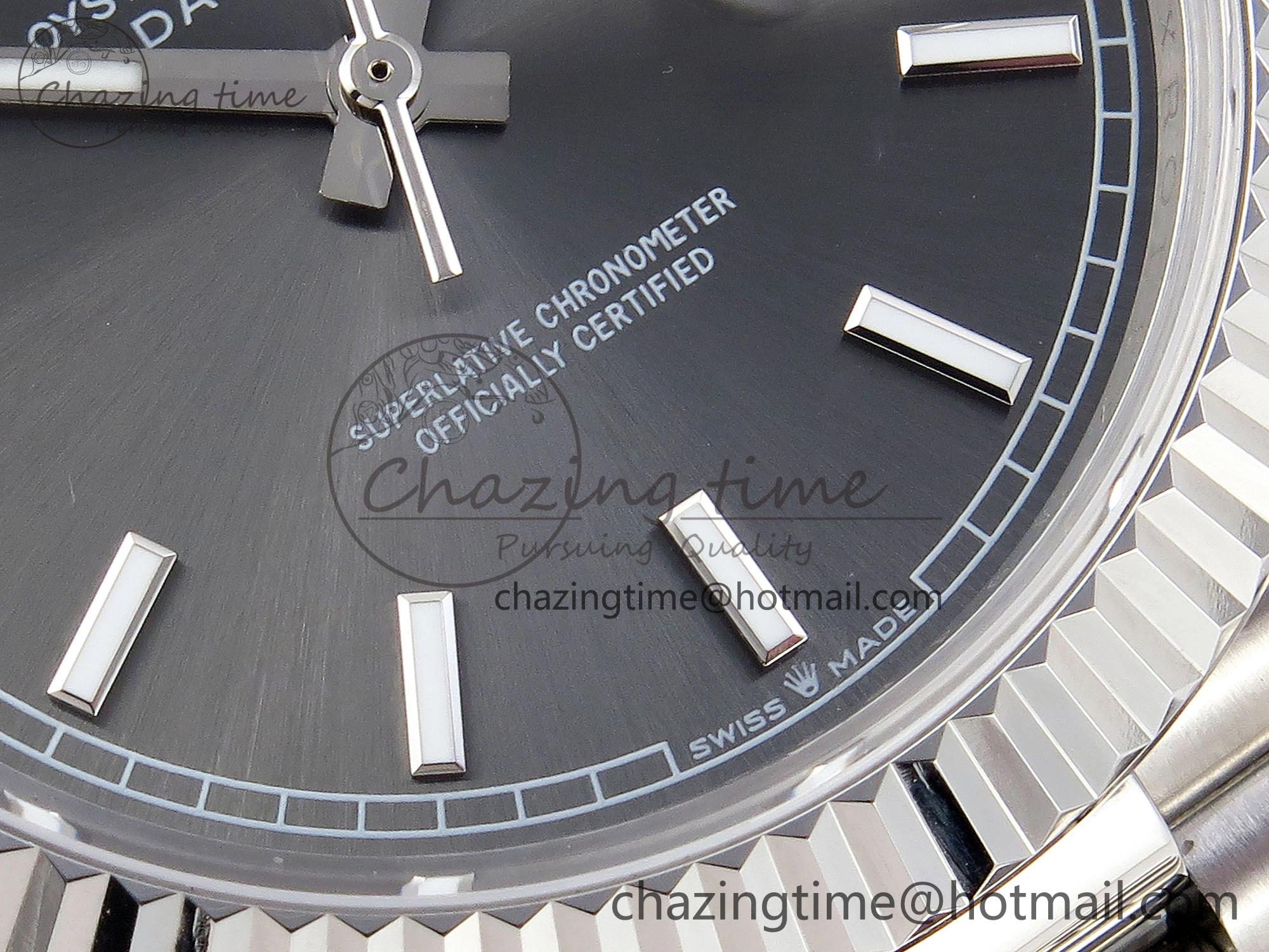 DayDate 40 SS GSF Gain Weight Gray Stick Dial on President Bracelet A2836