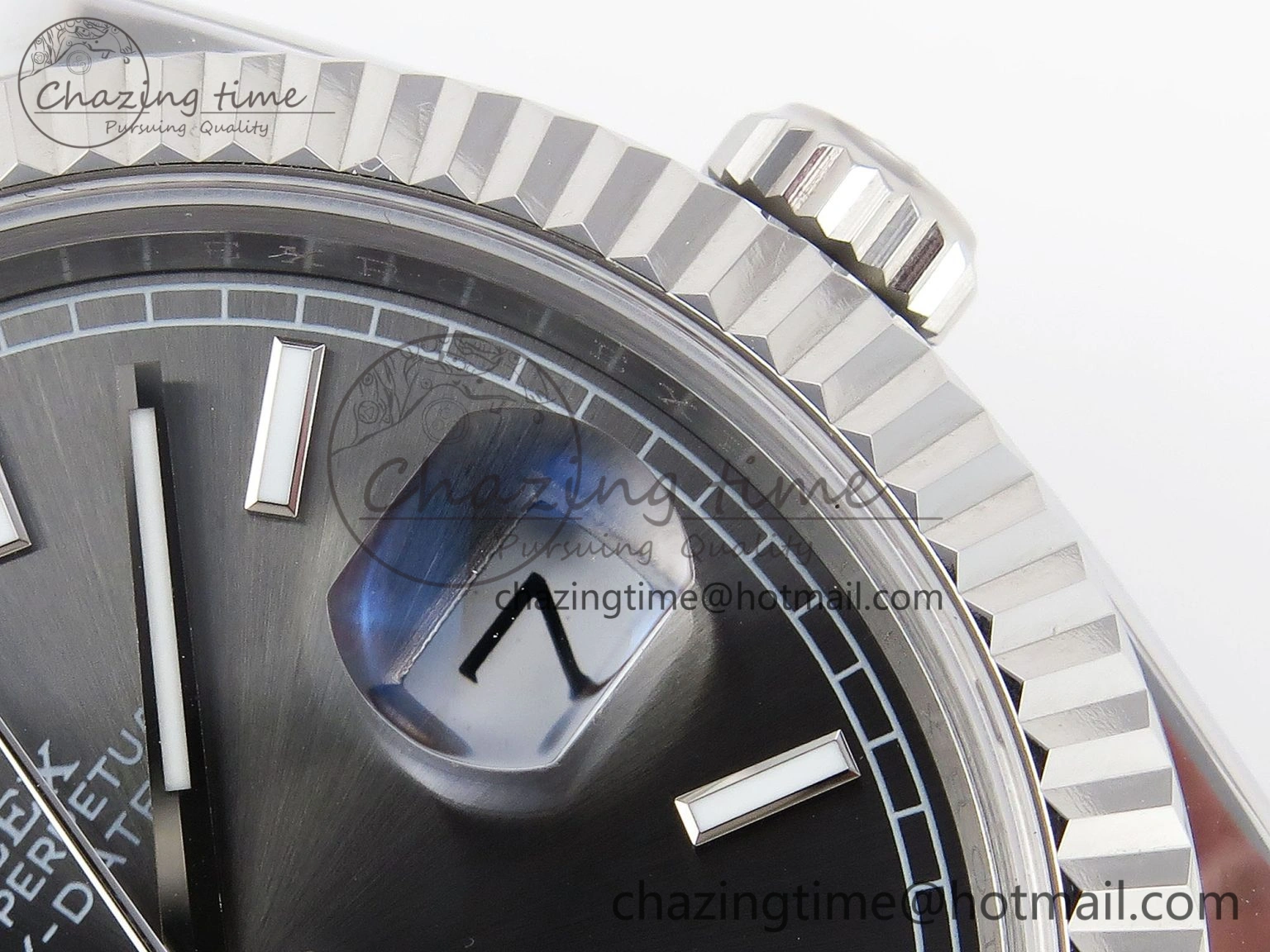 DayDate 40 SS GSF Gain Weight Gray Stick Dial on President Bracelet A2836