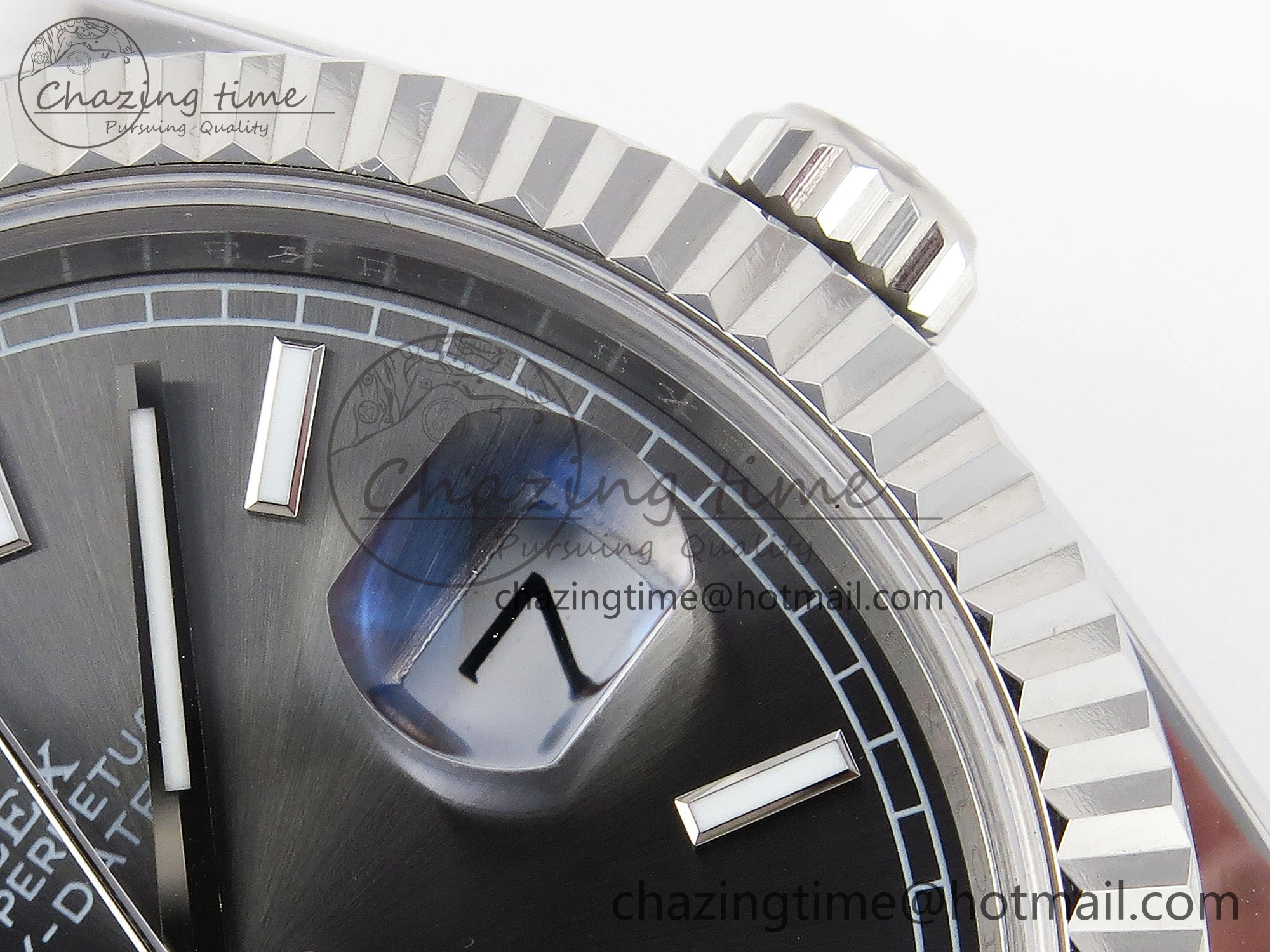 DayDate 40 SS GSF Gain Weight Gray Stick Dial on President Bracelet A2836