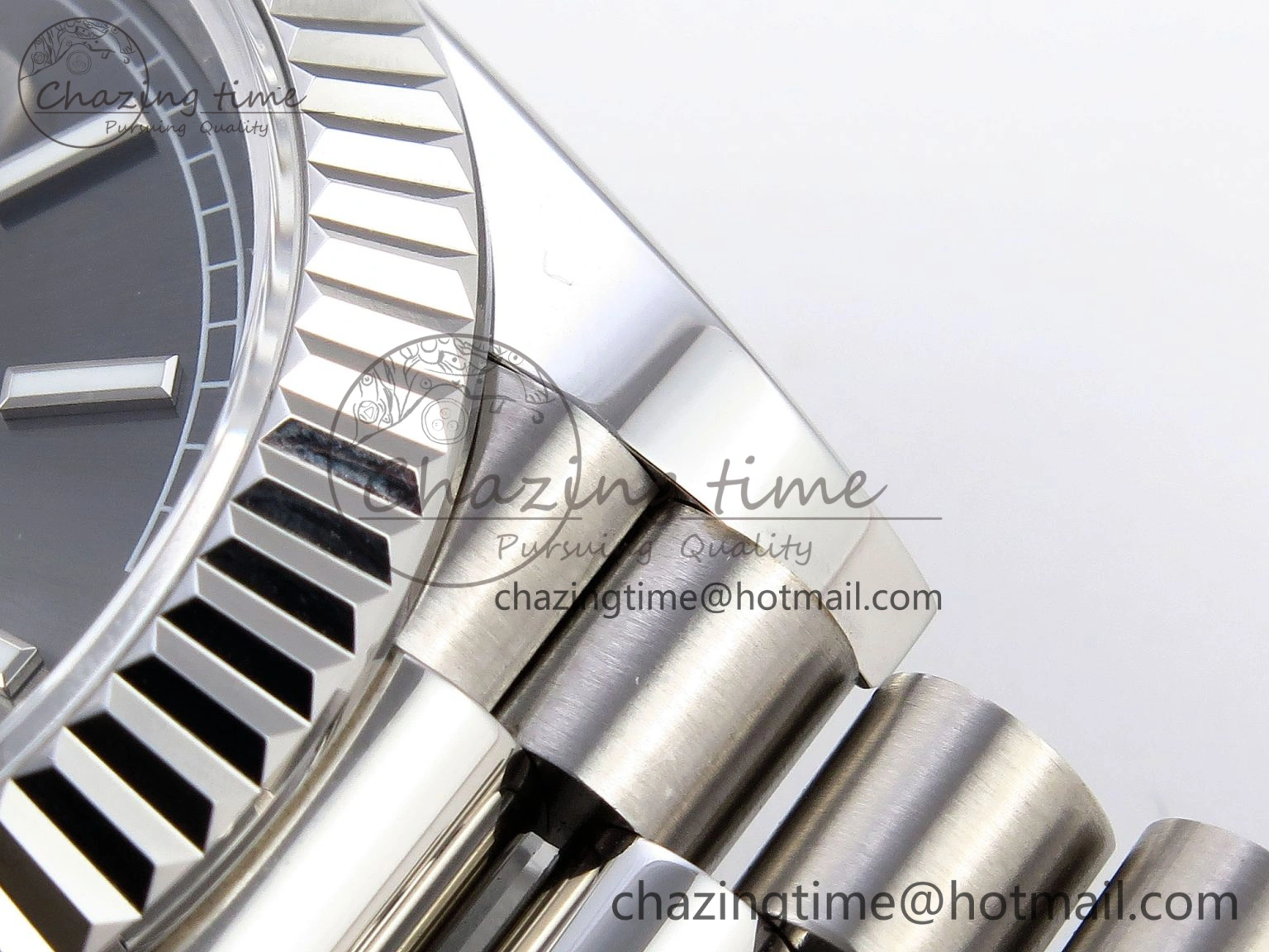 DayDate 40 SS GSF Gain Weight Gray Stick Dial on President Bracelet A2836