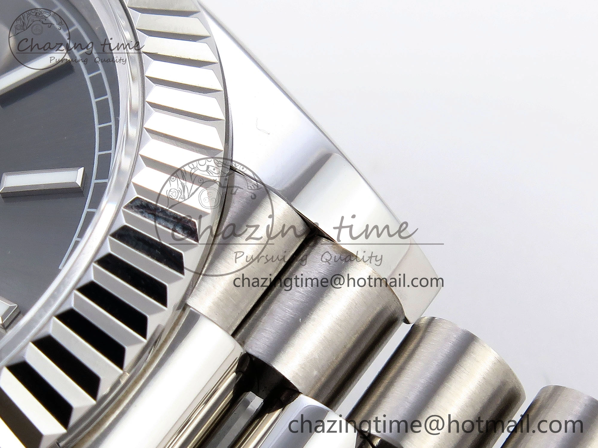DayDate 40 SS GSF Gain Weight Gray Stick Dial on President Bracelet A2836