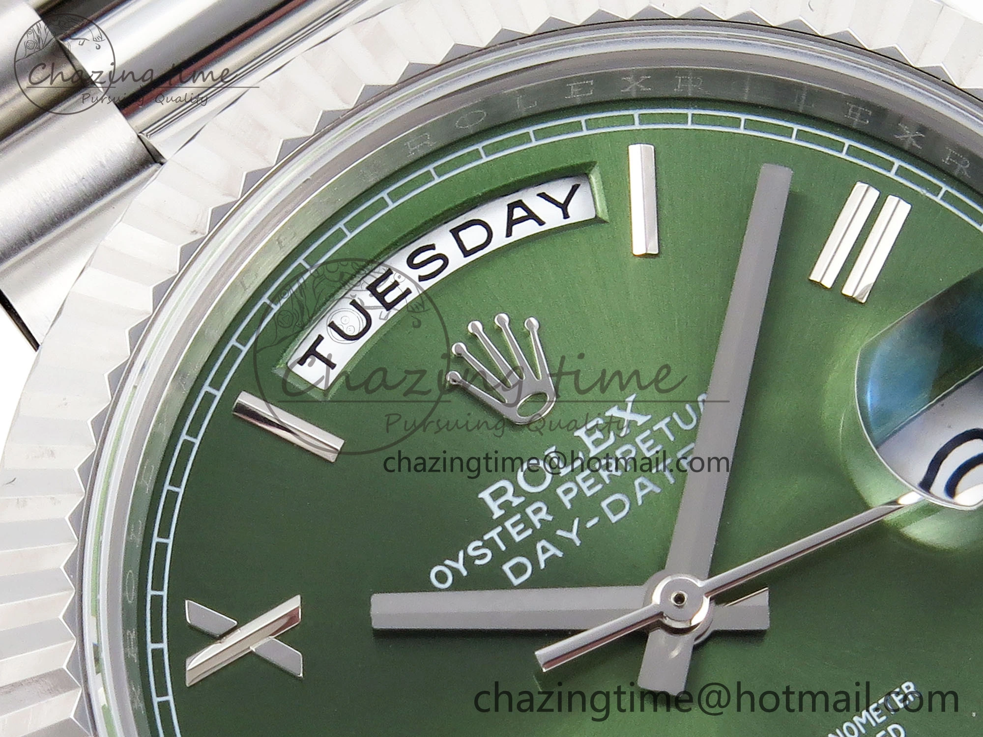 DayDate 40 SS GSF Gain Weight Green Roman Dial on President Bracelet A2836
