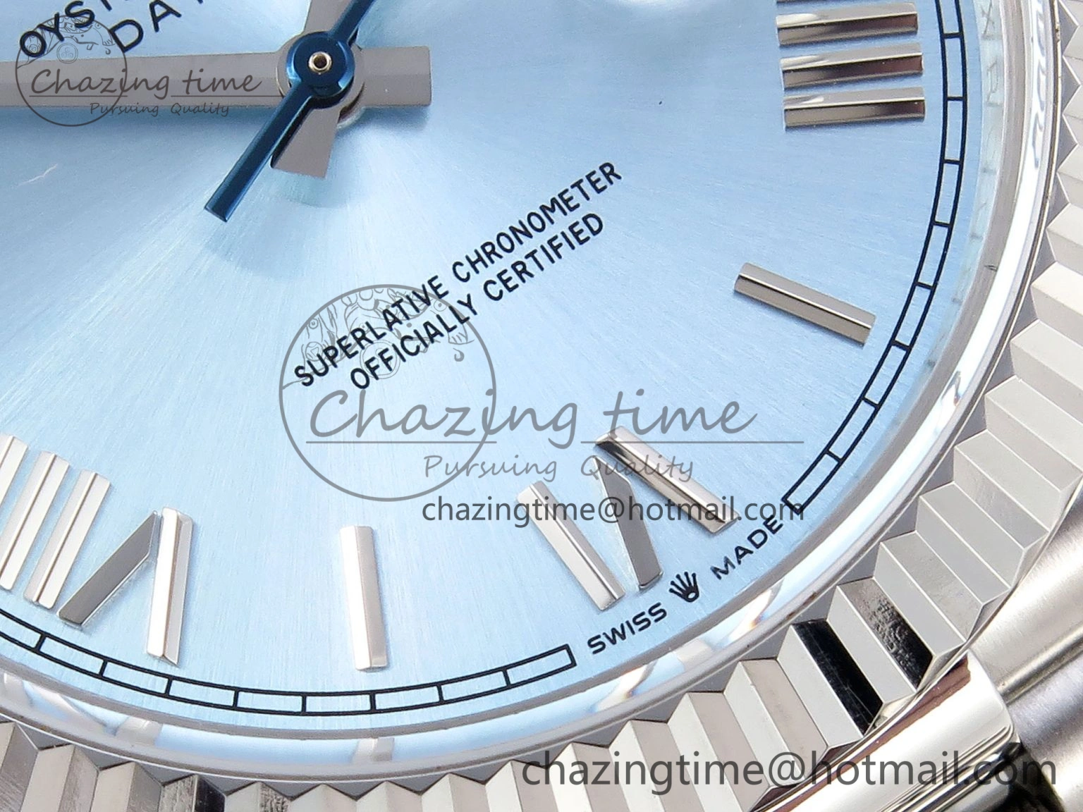 DayDate 40 SS GSF Gain Weight Ice Blue Roman Dial on President Bracelet A2836