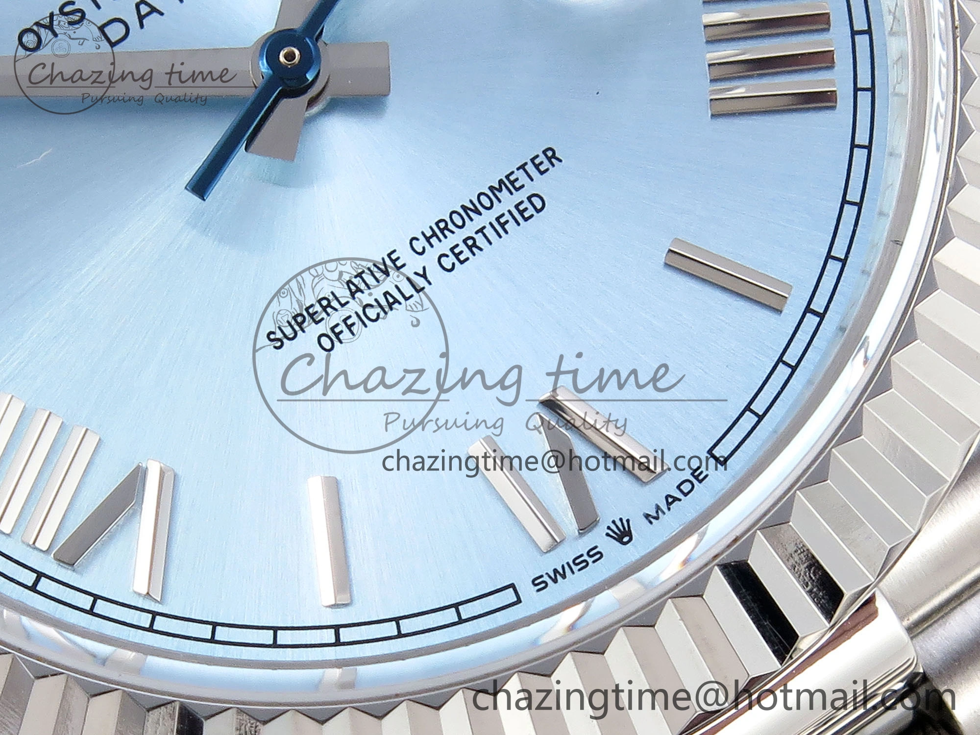 DayDate 40 SS GSF Gain Weight Ice Blue Roman Dial on President Bracelet A2836