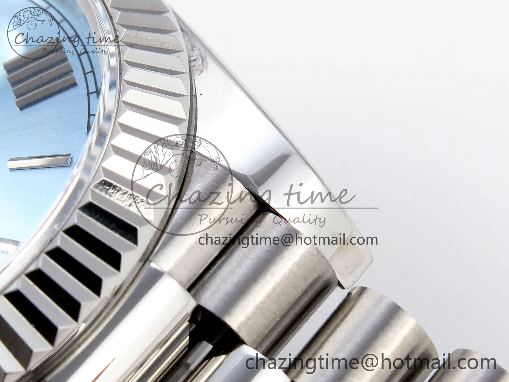 DayDate 40 SS GSF Gain Weight Ice Blue Roman Dial on President Bracelet A2836