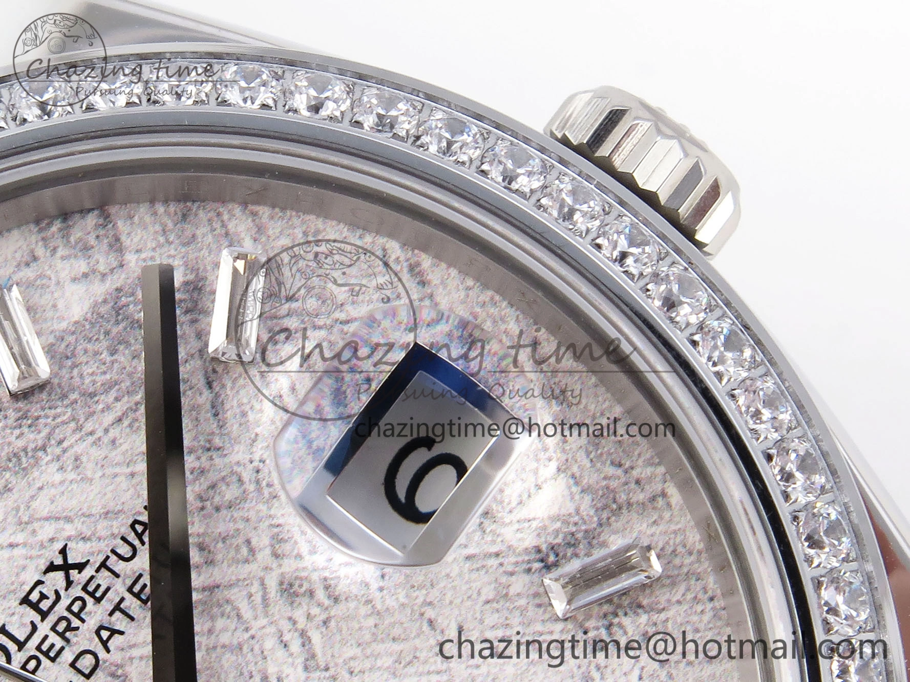 DayDate 40 SS GSF Gain Weight Meteorite Crystal Dial Diamonds Bezel on President Bracelet A2836