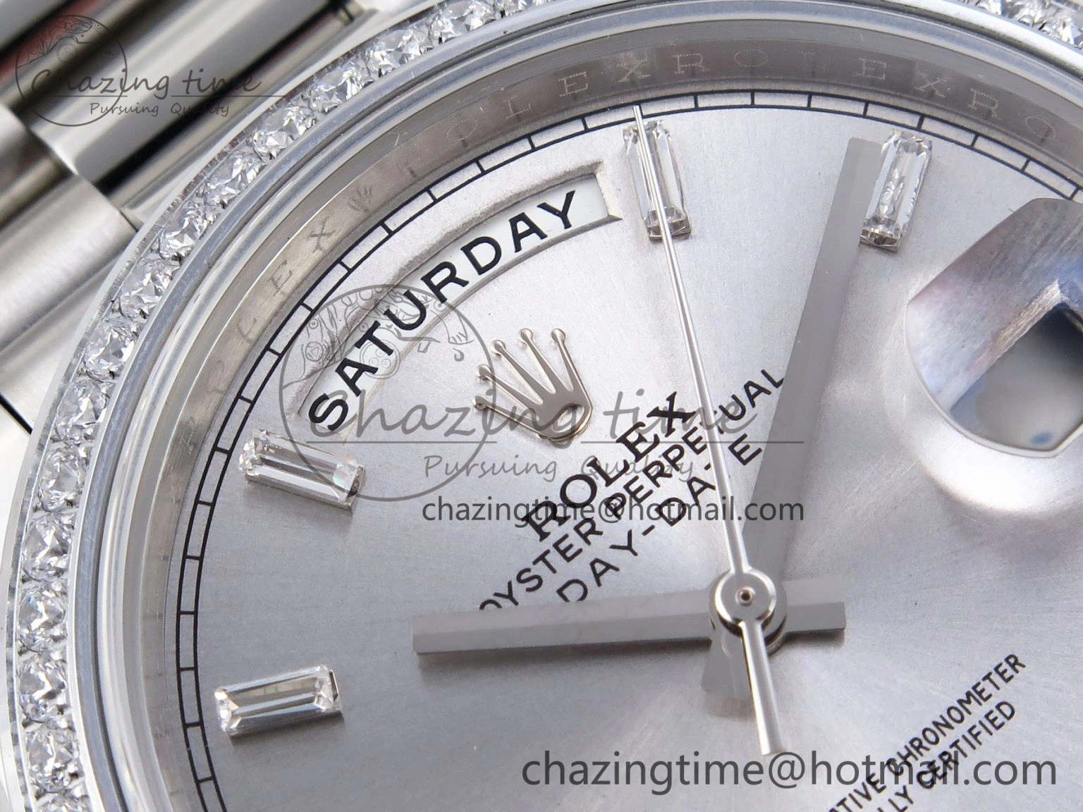 DayDate 40 SS GSF Gain Weight Silver Crystal Dial on President Bracelet A2836