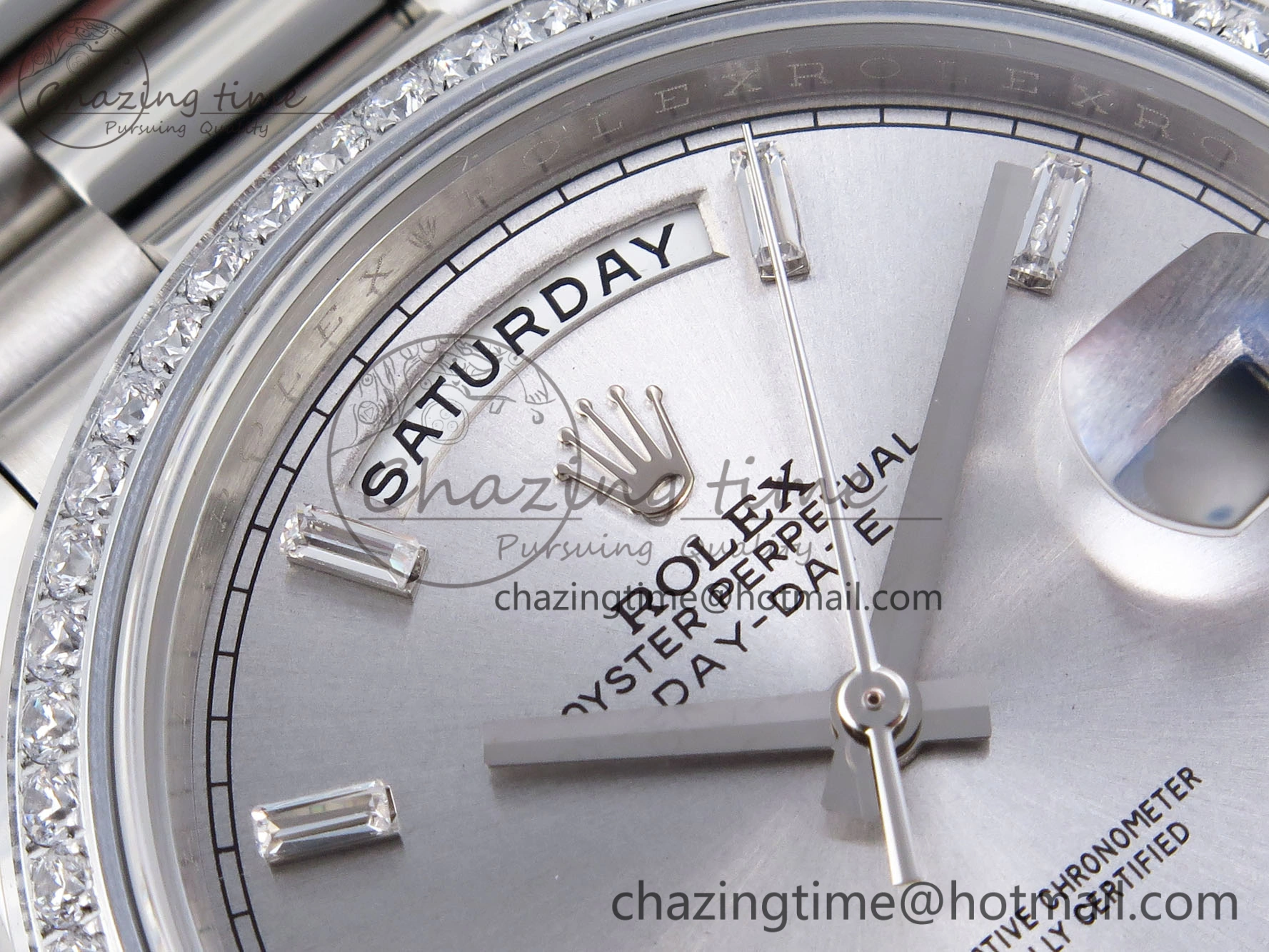 DayDate 40 SS GSF Gain Weight Silver Crystal Dial on President Bracelet A2836