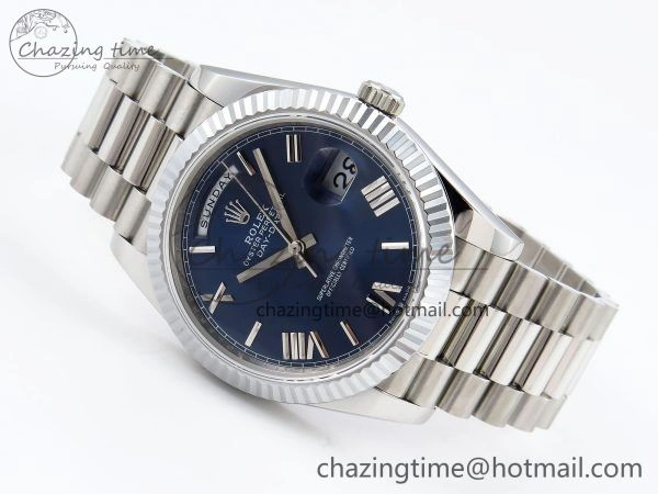 DayDate 40 SS JDF 904L Steel Blue Roman Dial on President Bracelet VR3255 V3 (Gain Weight)