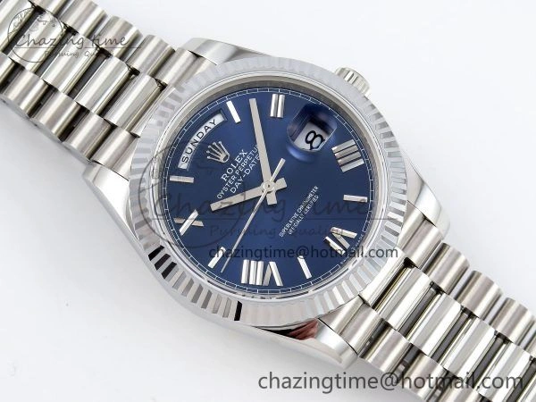 DayDate 40 SS JDF 904L Steel Blue Roman Dial on President Bracelet VR3255 V3 (Gain Weight)