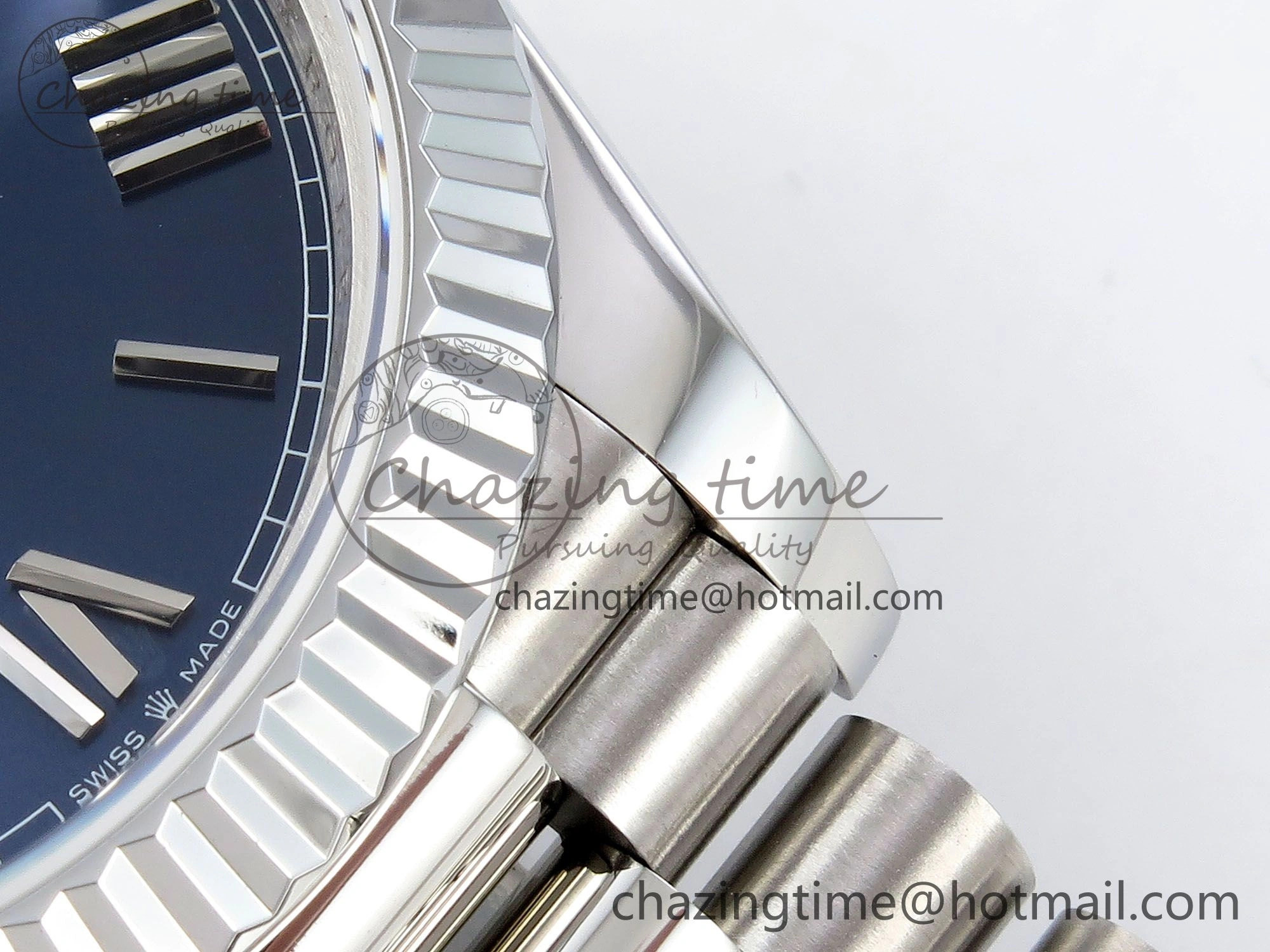 DayDate 40 SS JDF 904L Steel Blue Roman Dial on President Bracelet VR3255 V3 (Gain Weight)