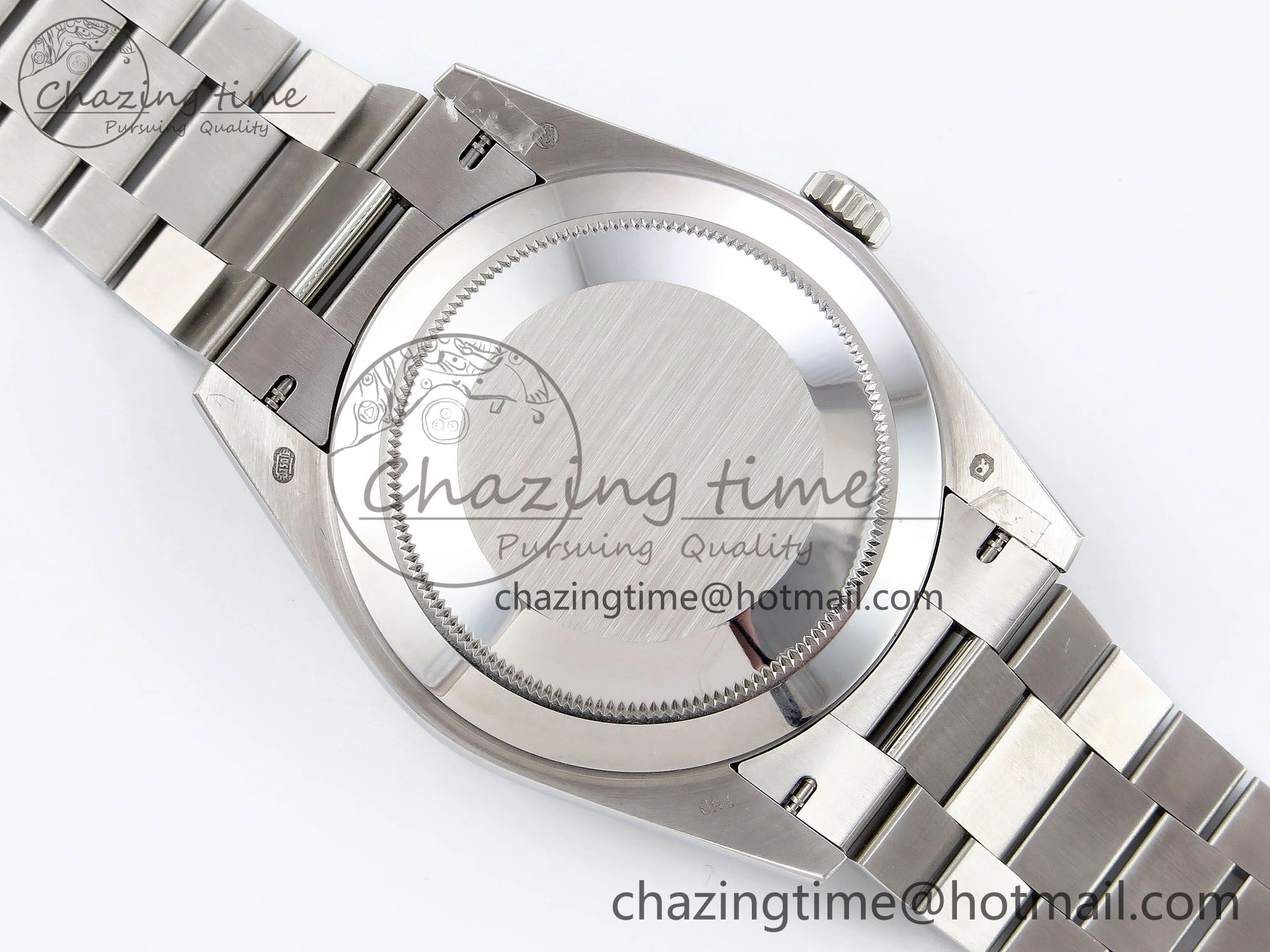 DayDate 40 SS JDF 904L Steel Blue Stick Dial on President Bracelet VR3255 V3 (Gain Weight)