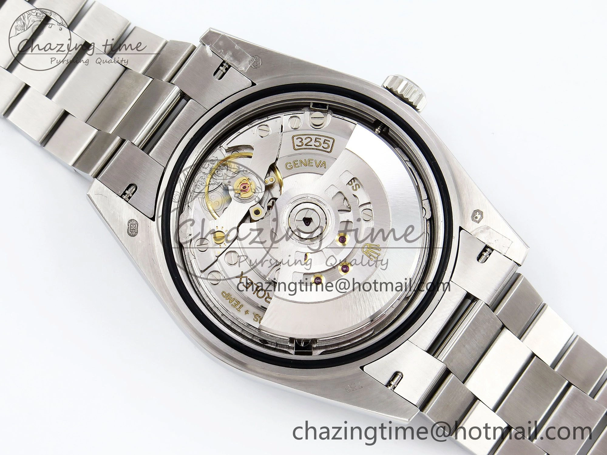 DayDate 40 SS JDF 904L Steel Blue Stick Dial on President Bracelet VR3255 V3 (Gain Weight)