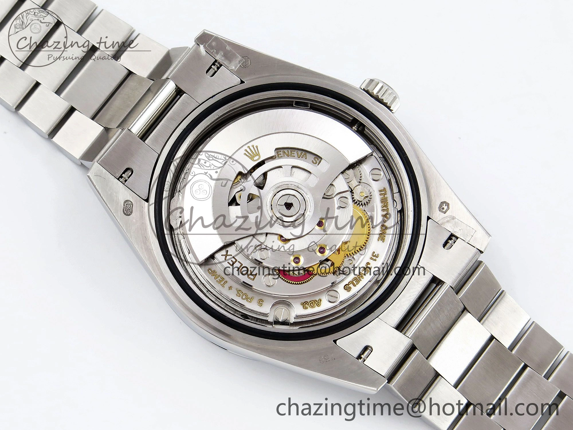 DayDate 40 SS JDF 904L Steel Blue Stick Dial on President Bracelet VR3255 V3 (Gain Weight)