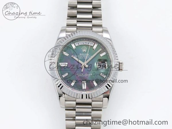 DayDate 40 SS JDF 904L Steel Gray MOP Crystal Dial on President Bracelet VR3255 V3 (Gain Weight)