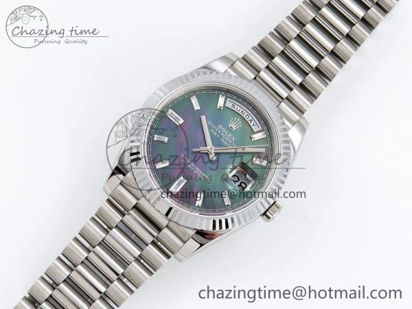 DayDate 40 SS JDF 904L Steel Gray MOP Crystal Dial on President Bracelet VR3255 V3 (Gain Weight)