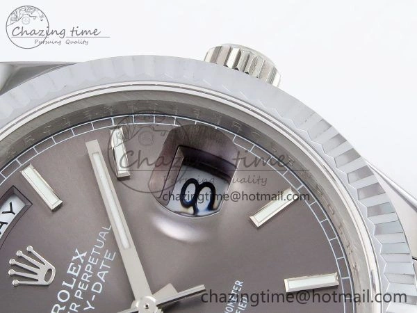 DayDate 40 SS JDF 904L Steel Gray Stick Dial on President Bracelet VR3255 V3 (Gain Weight)