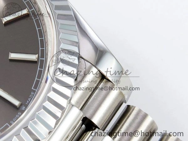 DayDate 40 SS JDF 904L Steel Gray Stick Dial on President Bracelet VR3255 V3 (Gain Weight)