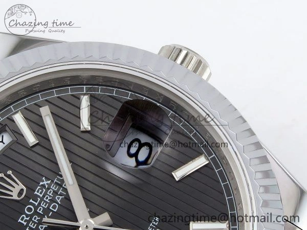 DayDate 40 SS JDF 904L Steel Gray Textured Stick Dial on President Bracelet VR3255 V3 (Gain Weight)