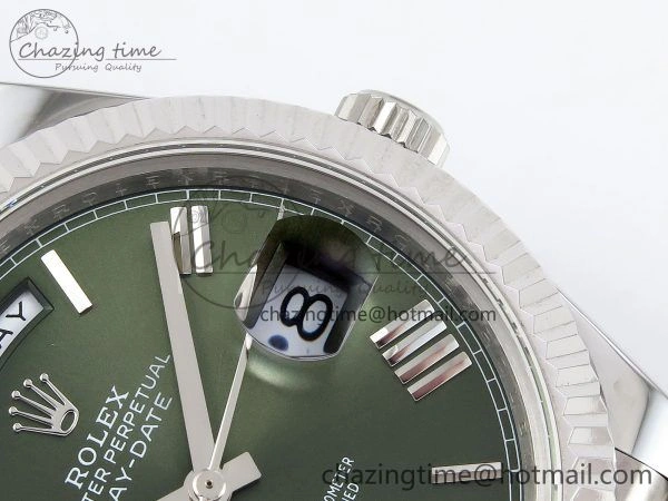 DayDate 40 SS JDF 904L Steel Green Roman Dial on President Bracelet VR3255 V3 (Gain Weight)