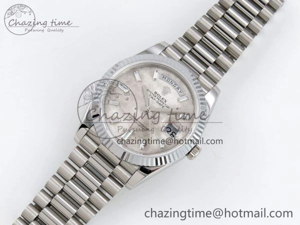 DayDate 40 SS JDF 904L Steel Moon Crystal Dial on President Bracelet VR3255 V3 (Gain Weight)