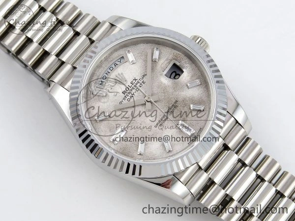 DayDate 40 SS JDF 904L Steel Moon Crystal Dial on President Bracelet VR3255 V3 (Gain Weight)