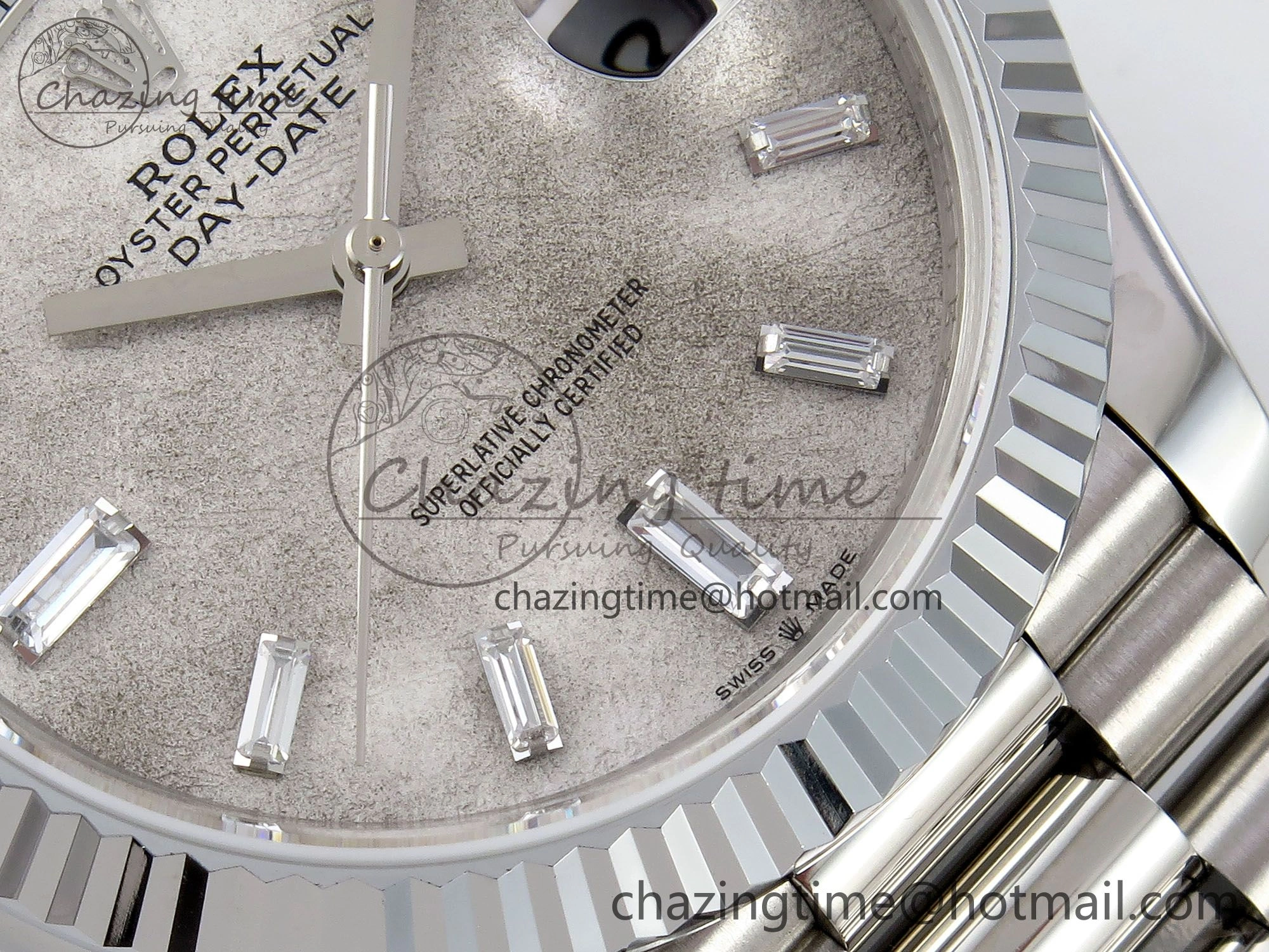 DayDate 40 SS JDF 904L Steel Moon Crystal Dial on President Bracelet VR3255 V3 (Gain Weight)