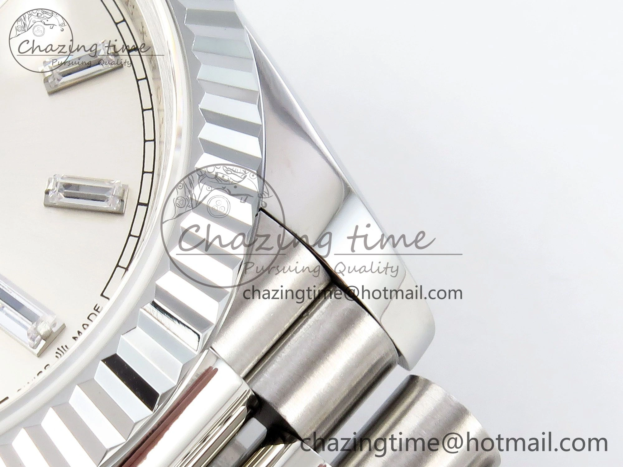 DayDate 40 SS JDF 904L Steel Silver Crystal Dial on President Bracelet VR3255 V3 (Gain Weight)