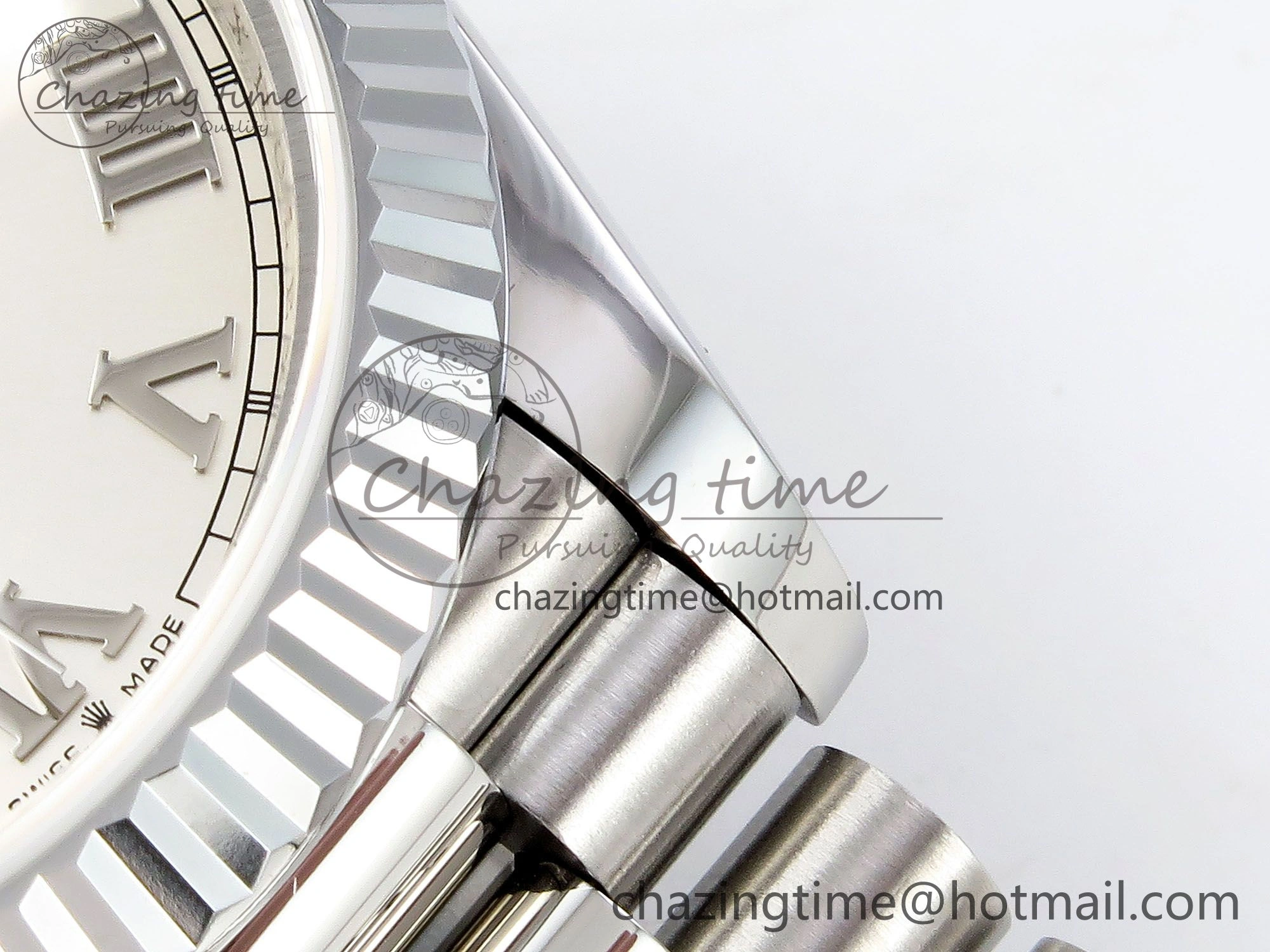 DayDate 40 SS JDF 904L Steel Silver Roman Dial on President Bracelet VR3255 V3 (Gain Weight)