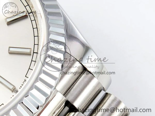DayDate 40 SS JDF 904L Steel Silver Stick Dial on President Bracelet VR3255 V3 (Gain Weight)
