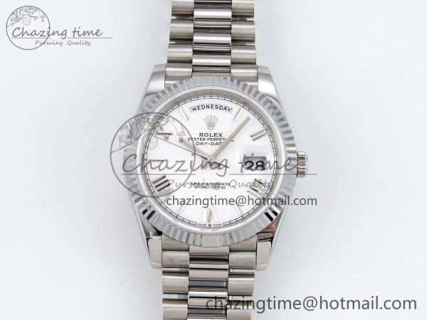 DayDate 40 SS JDF 904L Steel White Big Roman Dial on President Bracelet VR3255 V3 (Gain Weight)