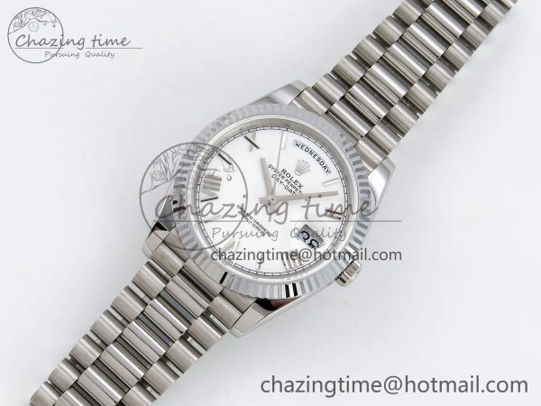 DayDate 40 SS JDF 904L Steel White Big Roman Dial on President Bracelet VR3255 V3 (Gain Weight)