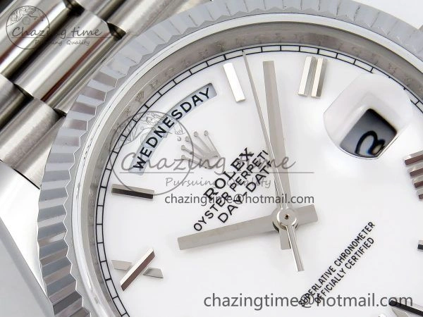 DayDate 40 SS JDF 904L Steel White Big Roman Dial on President Bracelet VR3255 V3 (Gain Weight)