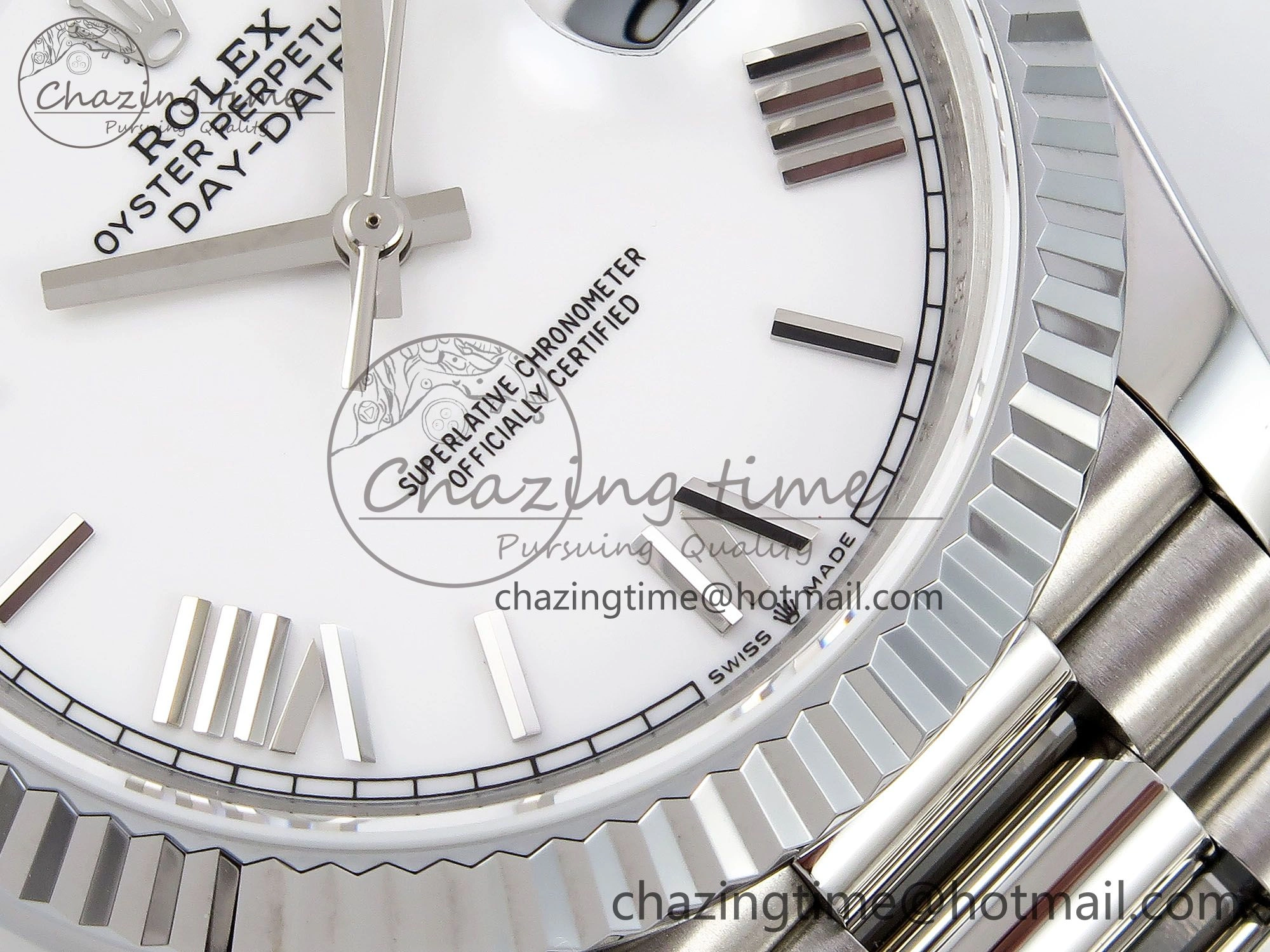 DayDate 40 SS JDF 904L Steel White Big Roman Dial on President Bracelet VR3255 V3 (Gain Weight)