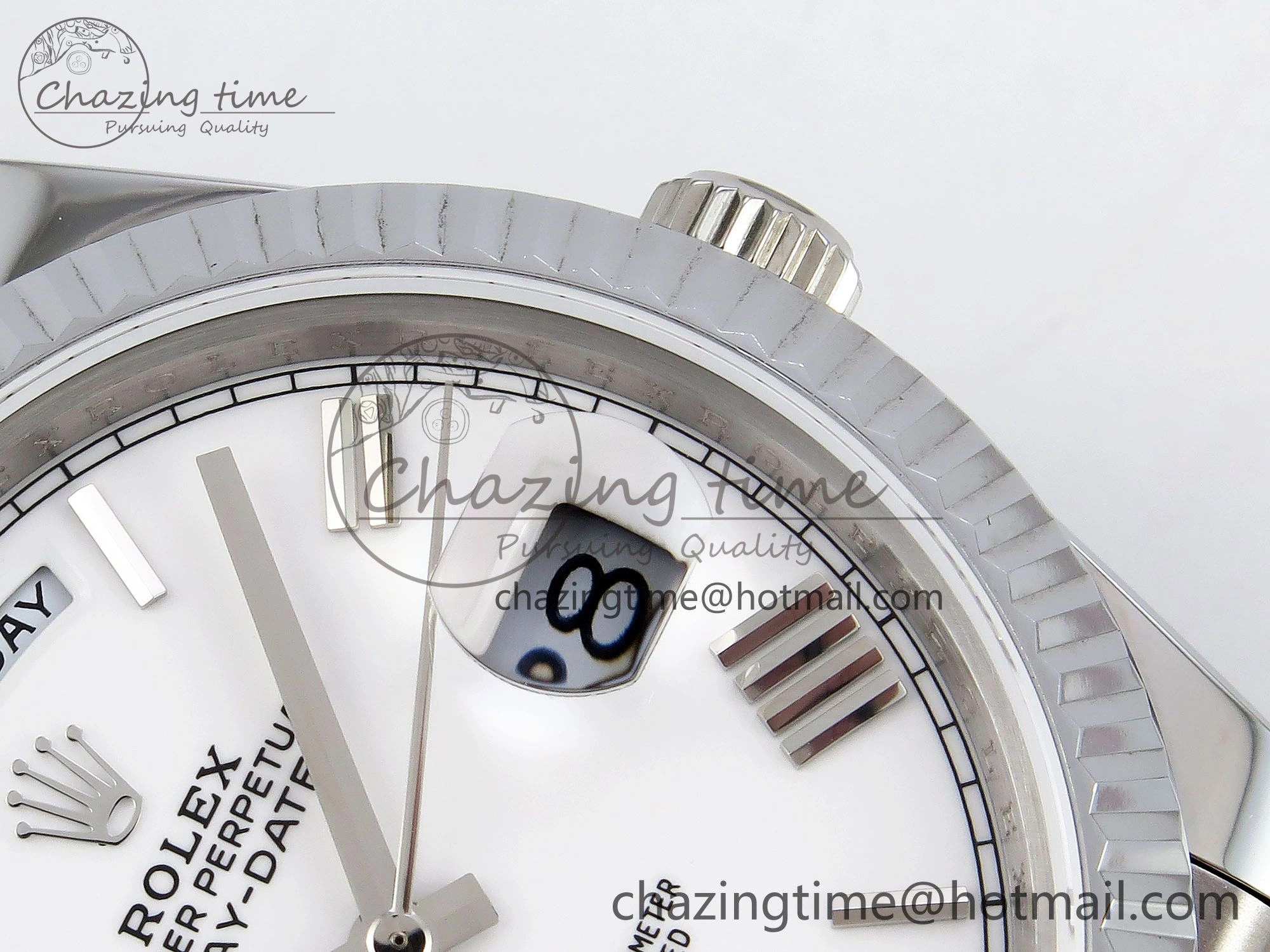 DayDate 40 SS JDF 904L Steel White Big Roman Dial on President Bracelet VR3255 V3 (Gain Weight)