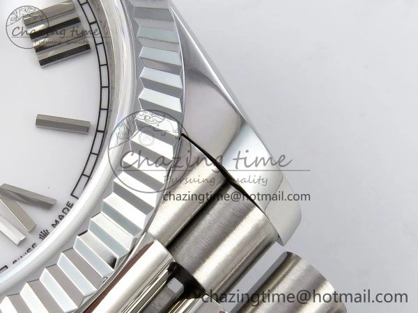 DayDate 40 SS JDF 904L Steel White Big Roman Dial on President Bracelet VR3255 V3 (Gain Weight)