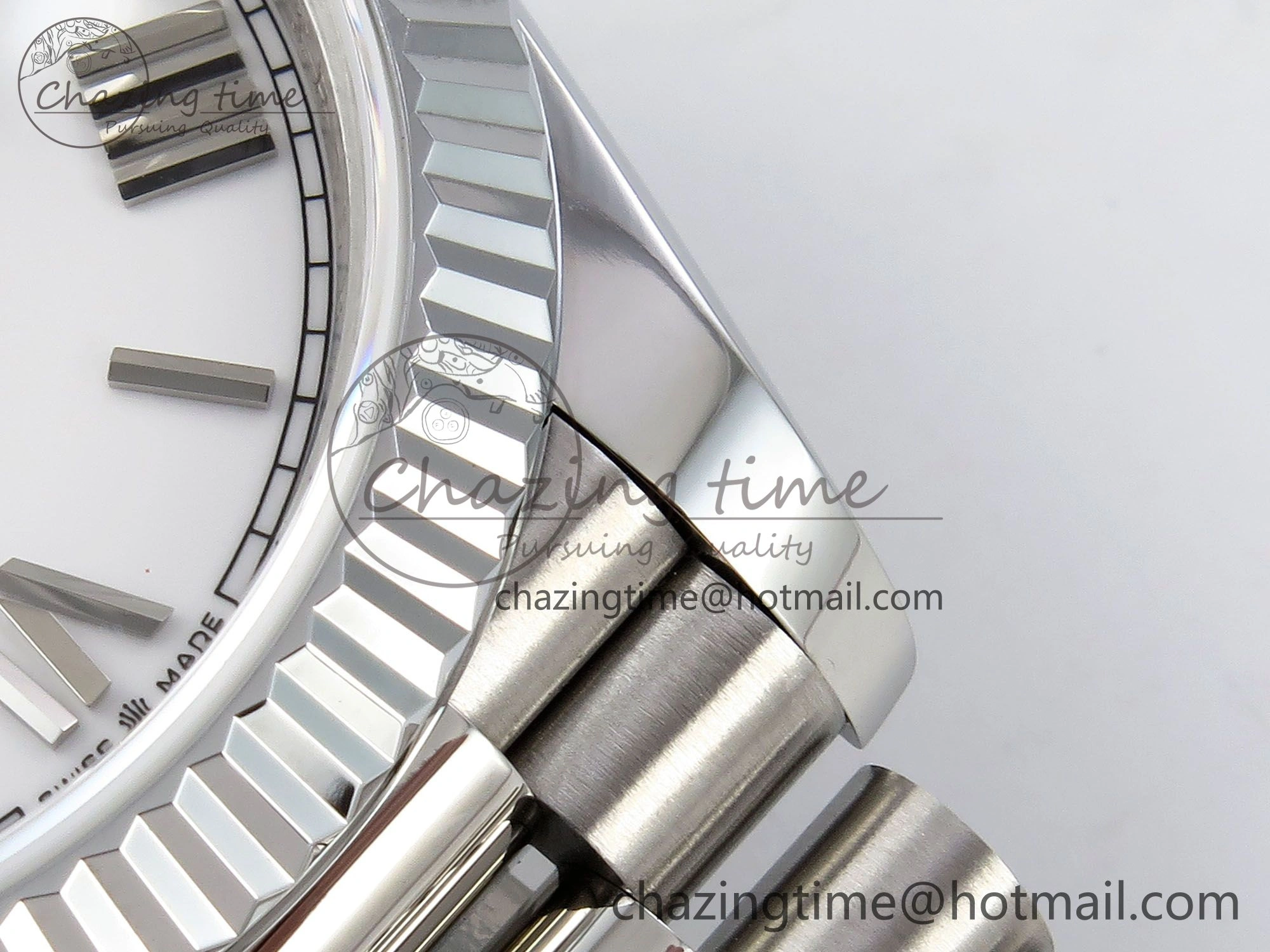 DayDate 40 SS JDF 904L Steel White Big Roman Dial on President Bracelet VR3255 V3 (Gain Weight)