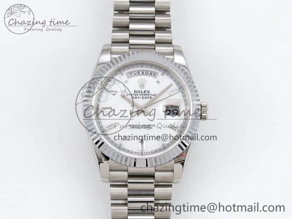 DayDate 40 SS JDF 904L Steel White MOP Crystal Dial on President Bracelet VR3255 V3 (Gain Weight)