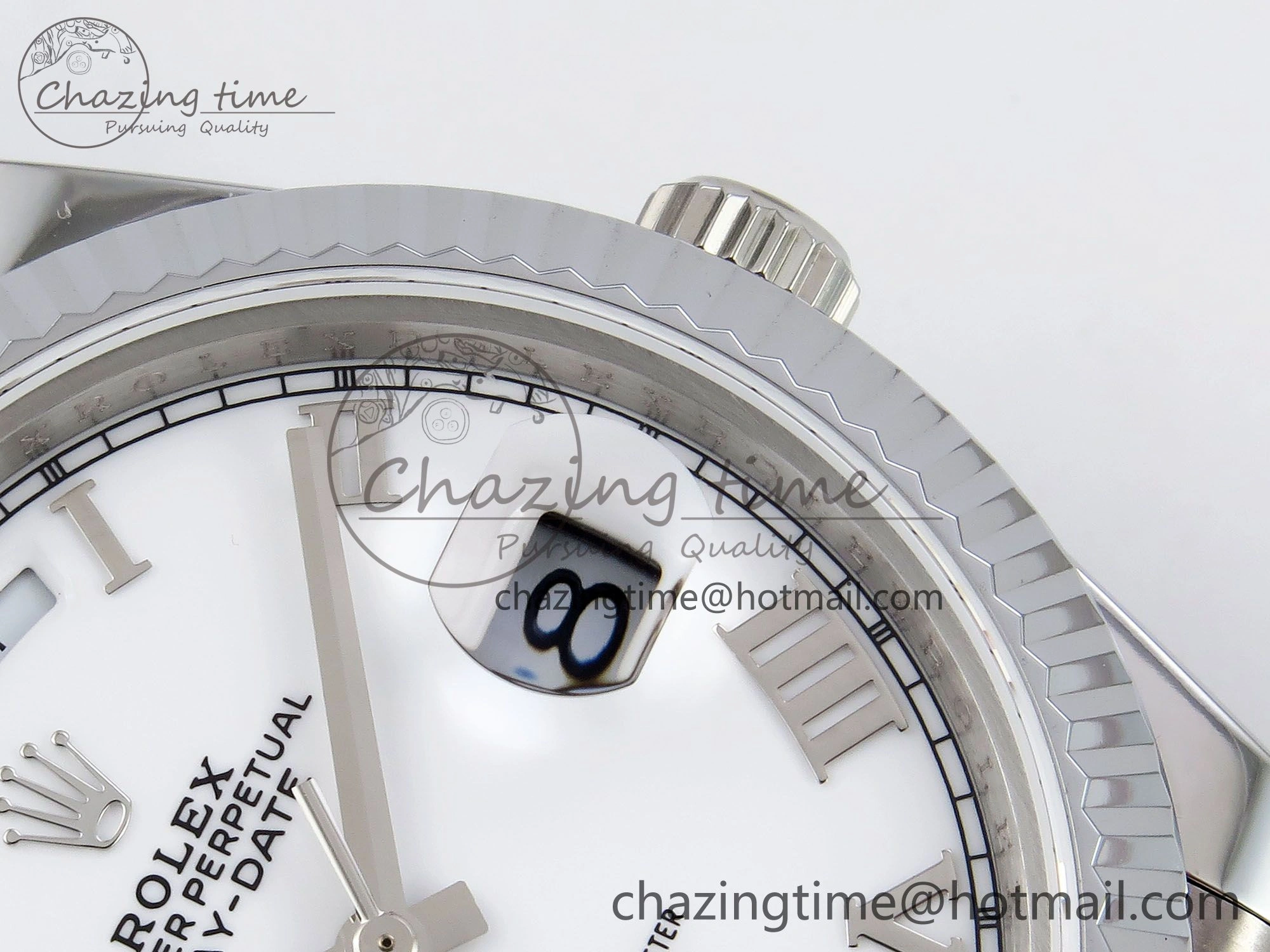 DayDate 40 SS JDF 904L Steel White Roman Dial on President Bracelet VR3255 V3 (Gain Weight)