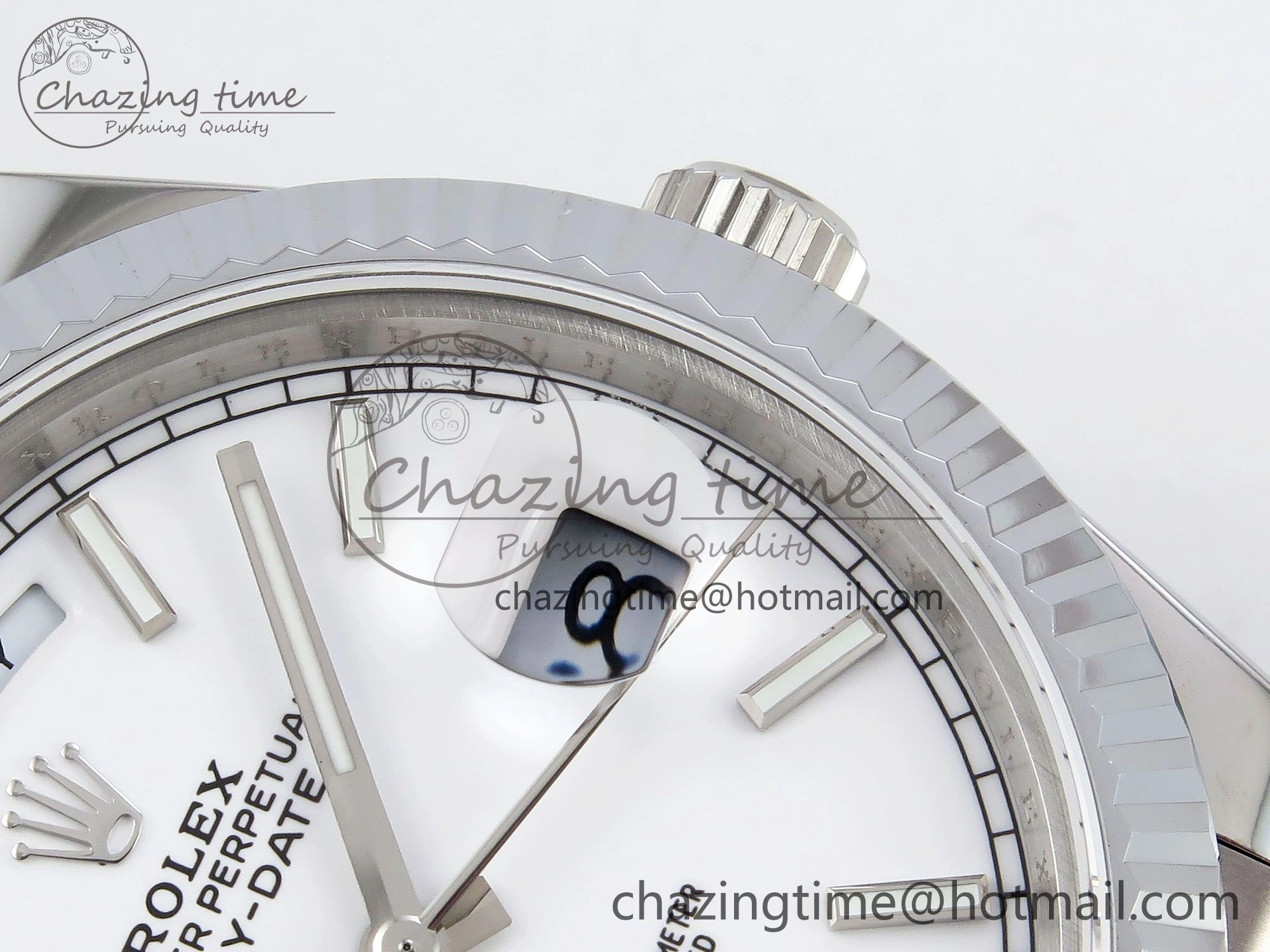 DayDate 40 SS JDF 904L Steel White Stick Dial on President Bracelet VR3255 V3 (Gain Weight)