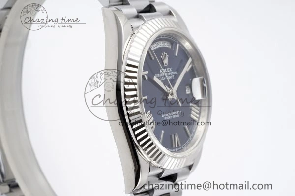 DayDate 40 SS JDF Gain Weight 904L Steel Blue Dial Roman Markers on President Bracelet A2836 V2