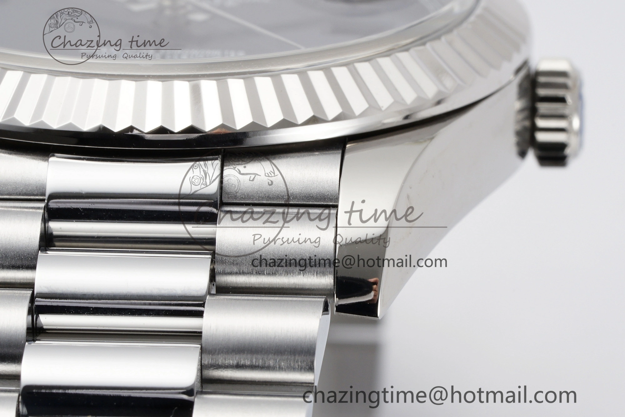 DayDate 40 SS JDF Gain Weight 904L Steel Blue Dial Roman Markers on President Bracelet A2836 V2