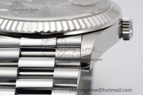 DayDate 40 SS JDF Gain Weight 904L Steel Gray Dial Stick Markers on President Bracelet A2836 V2