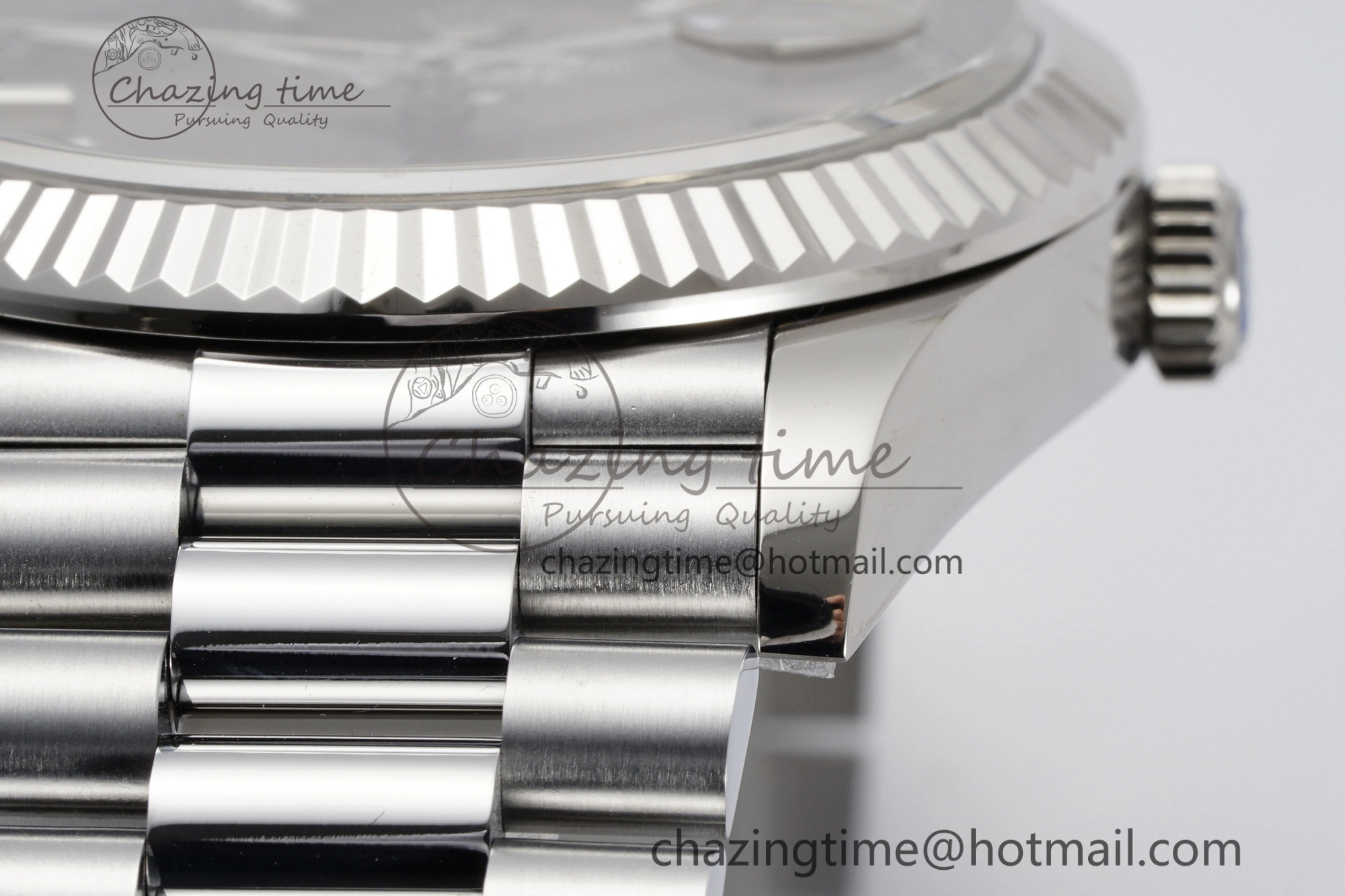 DayDate 40 SS JDF Gain Weight 904L Steel Gray Dial Stick Markers on President Bracelet A2836 V2