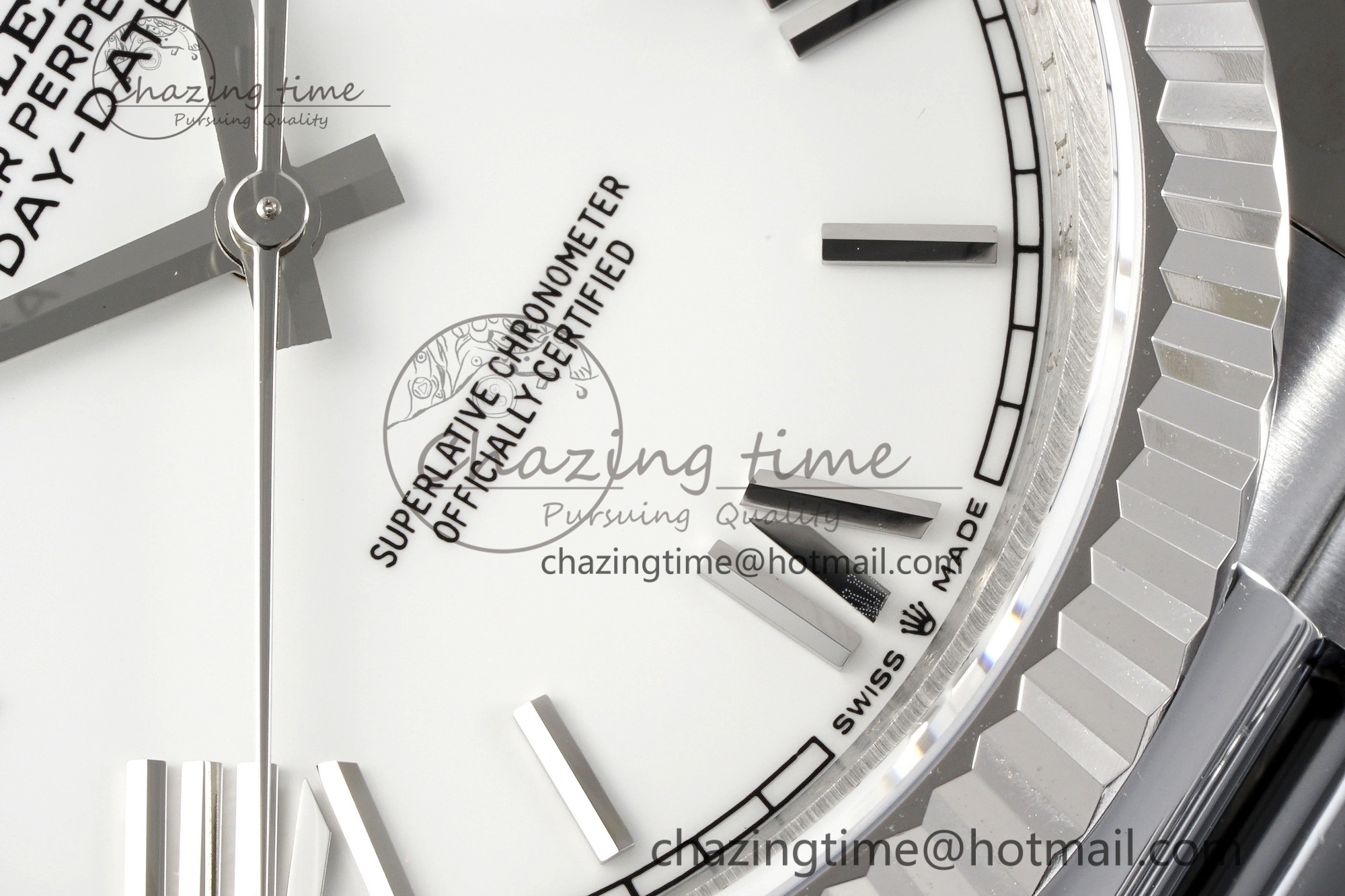 DayDate 40 SS JDF Gain Weight 904L Steel White Dial Roman Markers on President Bracelet A2836 V2