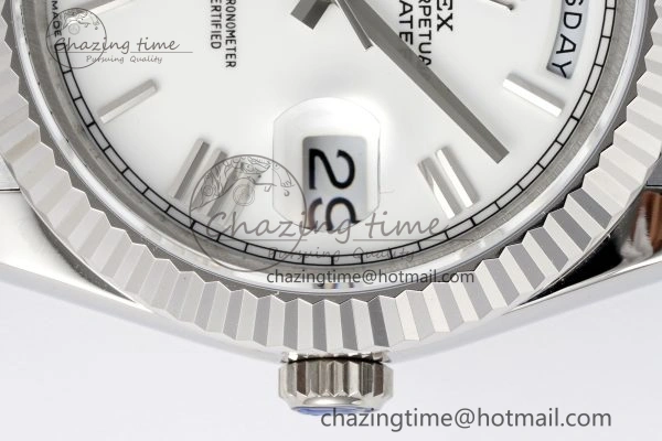 DayDate 40 SS JDF Gain Weight 904L Steel White Dial Roman Markers on President Bracelet A2836 V2